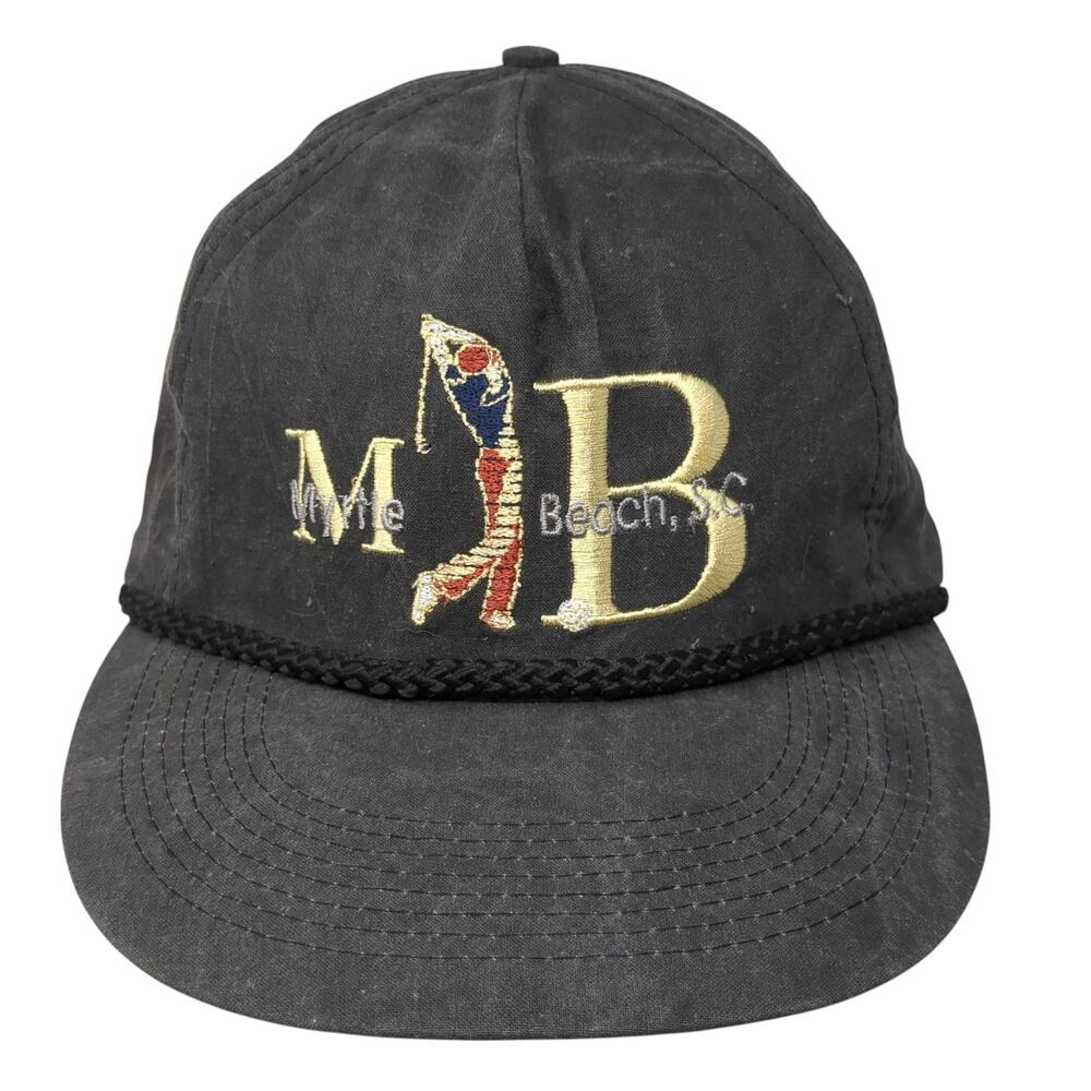 Myrtle Beach S.C. Snapback Rope Hat Gray One Size Embroidered Strand